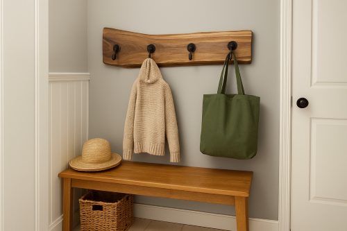 Black Walnut Coat Rack with Live Edge
