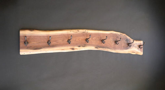 Black Walnut Coat Rack w/8 Hooks