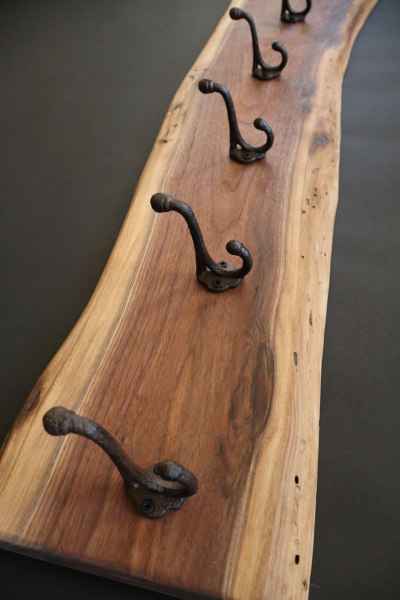 Black Walnut Coat Rack w/8 Hooks