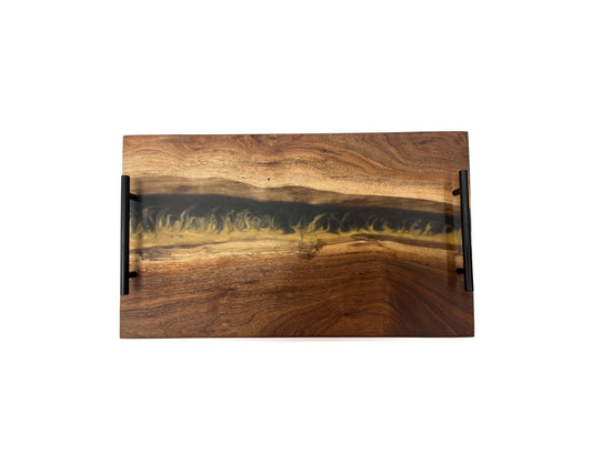 Black Walnut Black & Gold Serving Tray