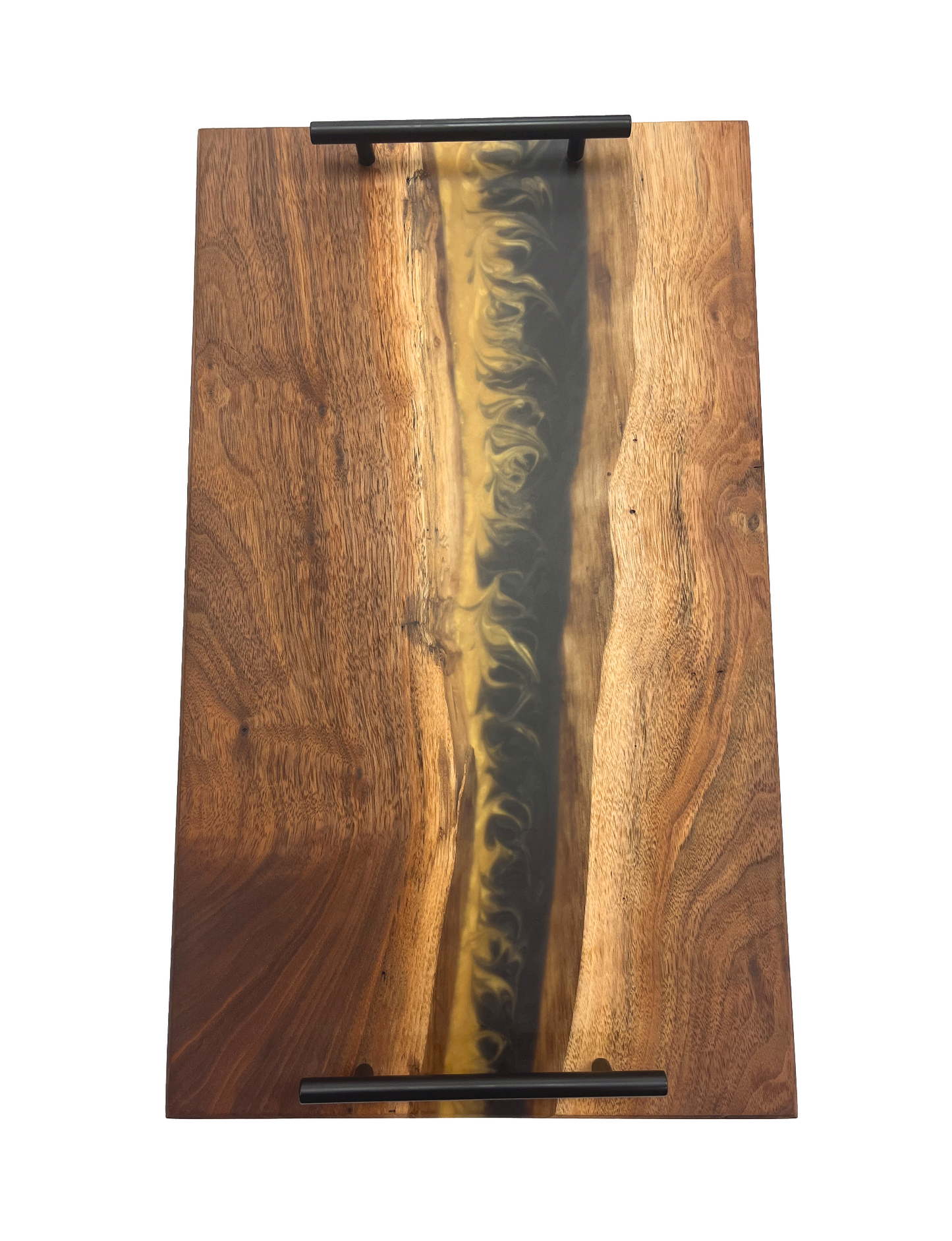 Black Walnut Black & Gold Serving Tray