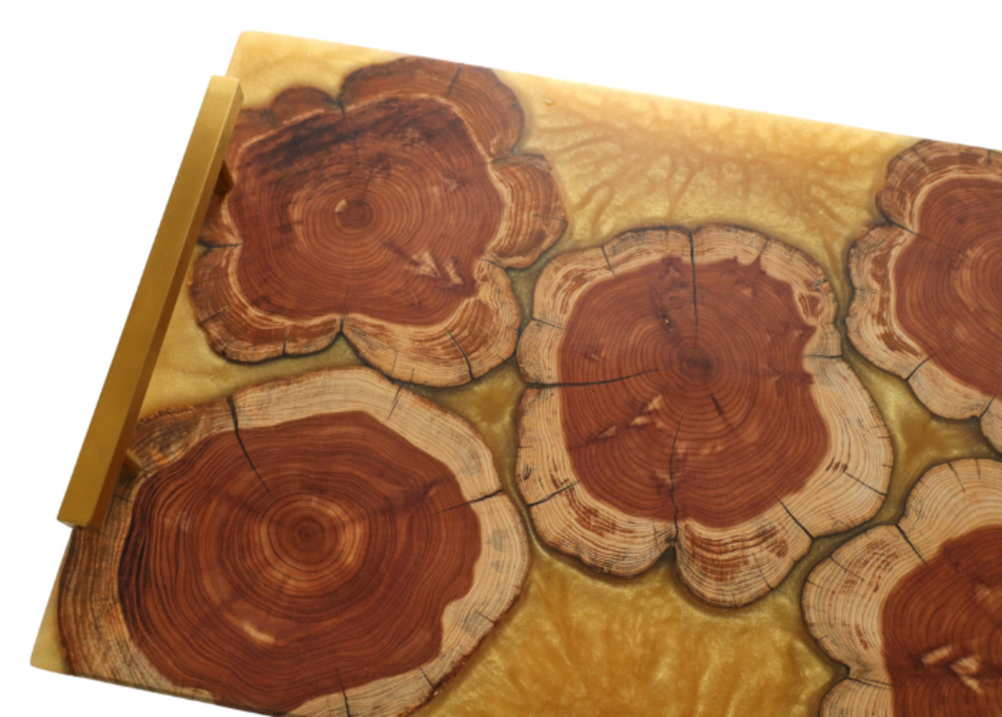 Cedar Rounds Gold Epoxy Serving Tray