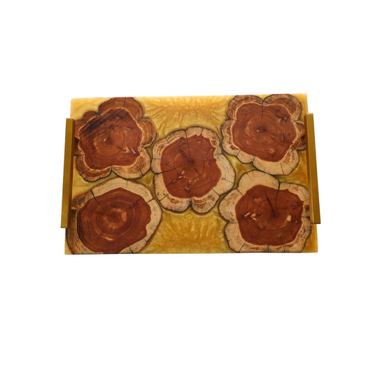 Cedar Rounds Gold Epoxy Serving Tray