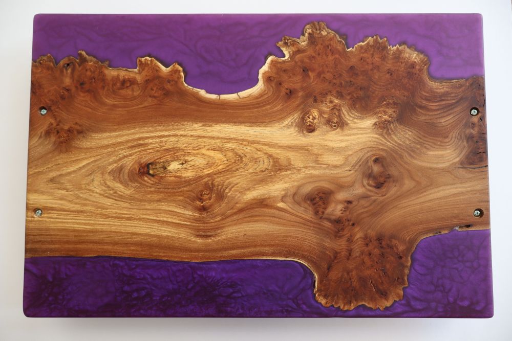 Elm Wood Purple Epoxy Serving Tray