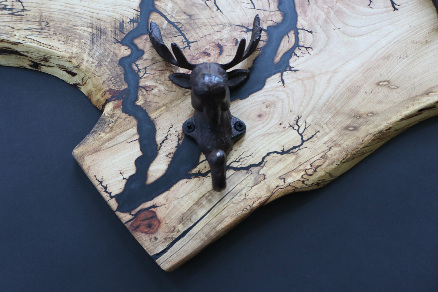 Hickory Coat Rack with Moose Hooks
