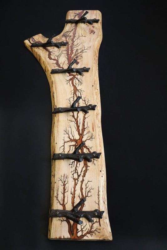 Hickory Wood with Tree Hooks Coat Rack