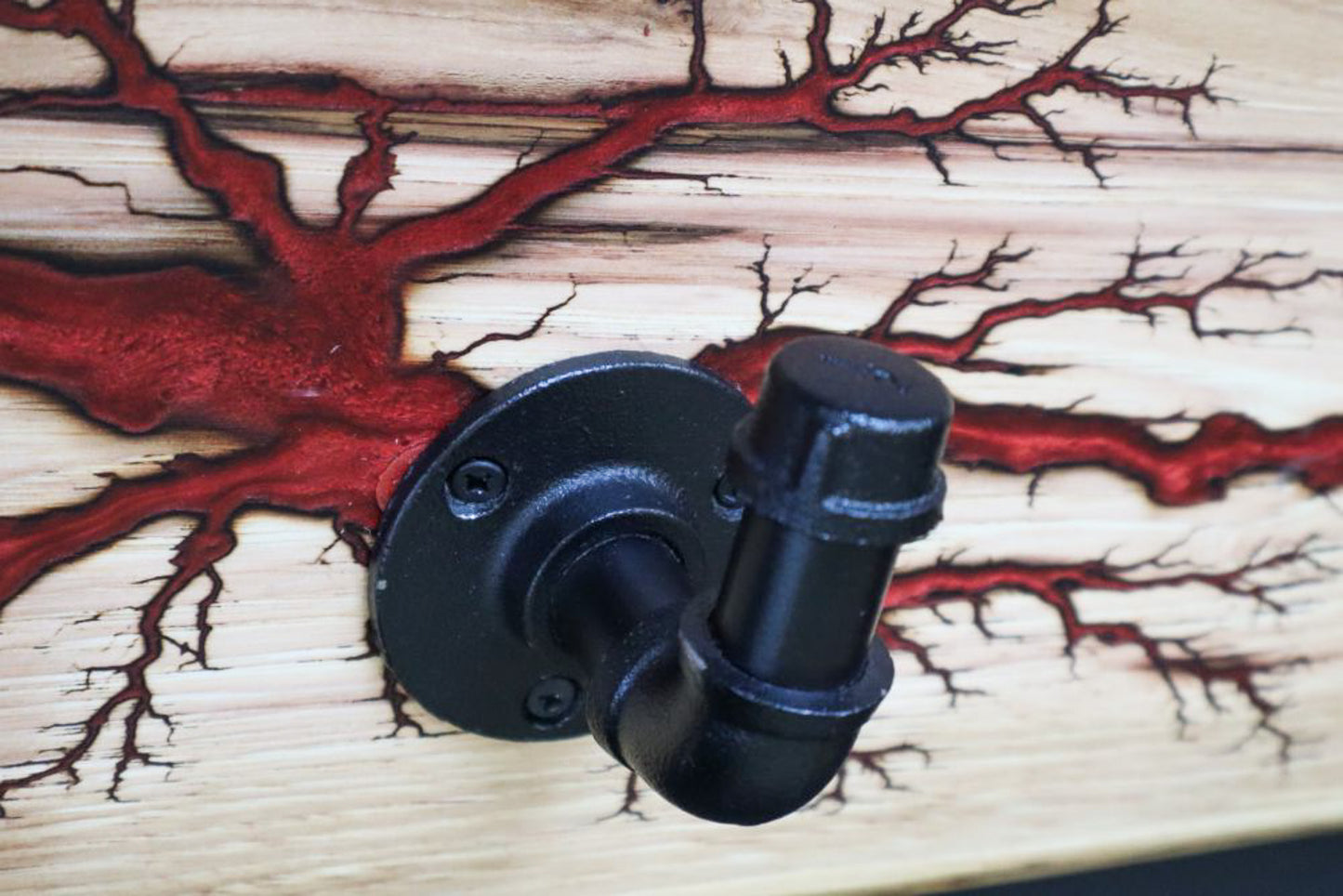 Rustic Hickory 4-Hook Coat Rack