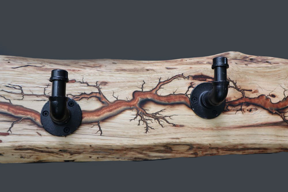 Rustic Hickory 4-Hook Coat Rack