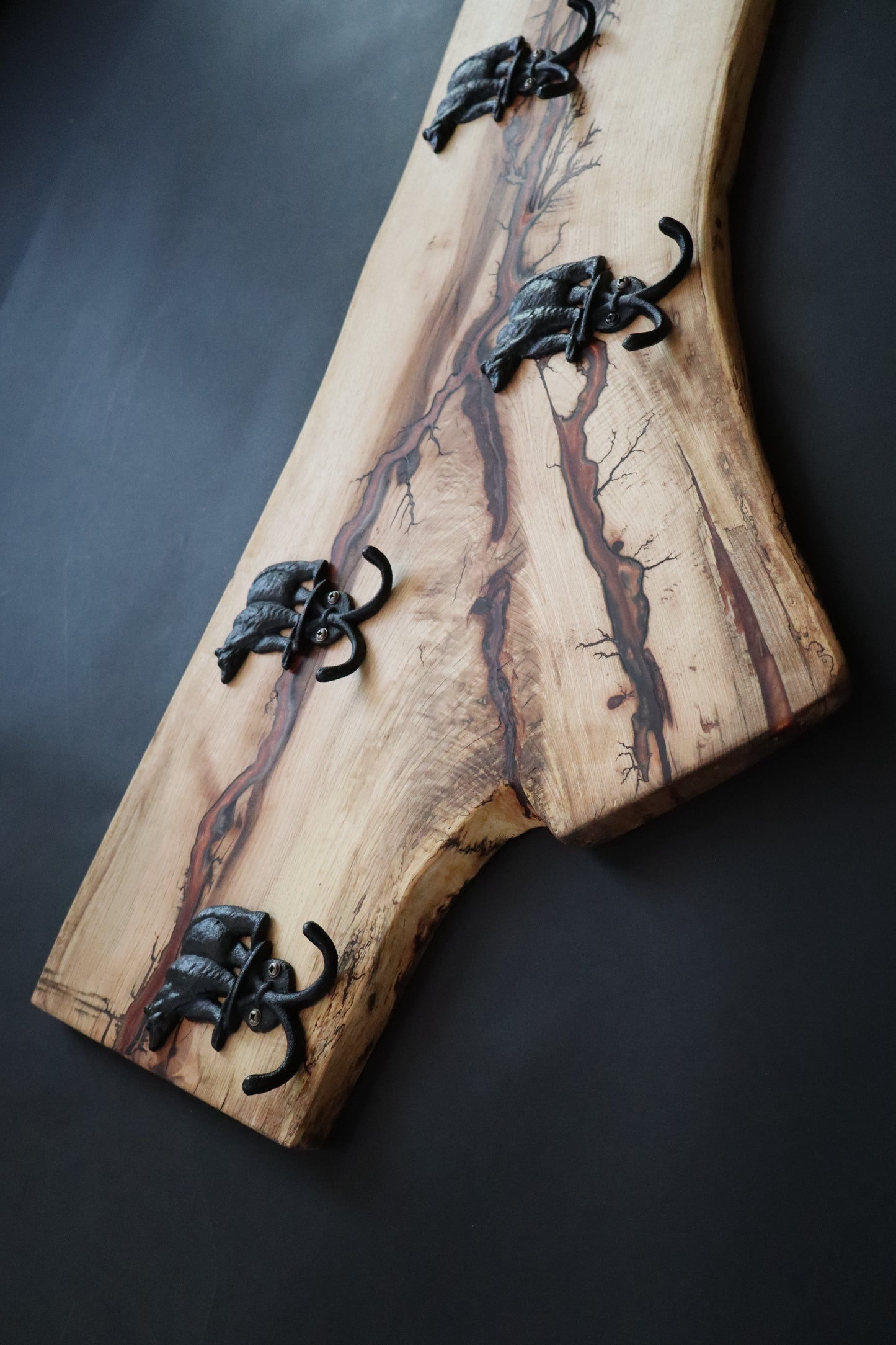 Hickory Wood with Bear Hooks Coat Rack