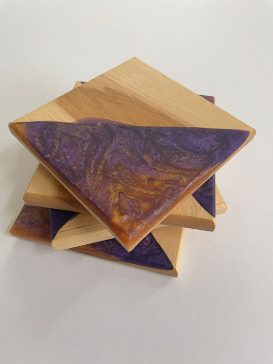 Hickory Purple Gold Epoxy Coasters