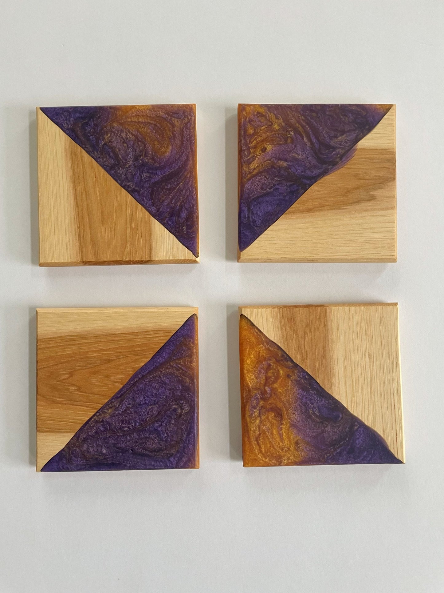 Hickory Purple Gold Epoxy Coasters