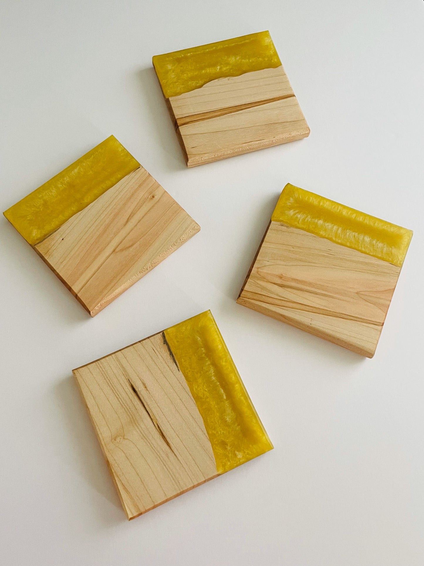 Maple Yellow Epoxy Coasters