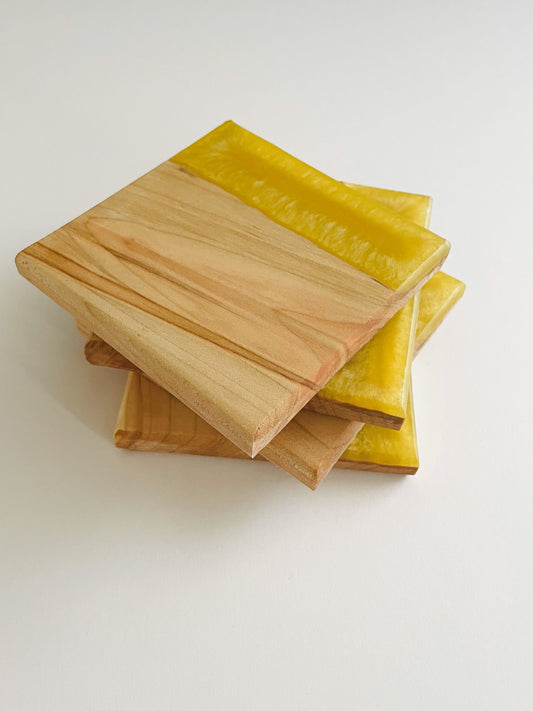Maple Yellow Epoxy Coasters