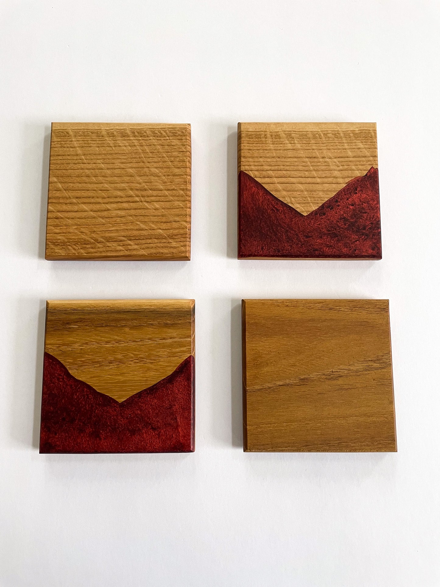 Oak Coasters with Burgundy Epoxy