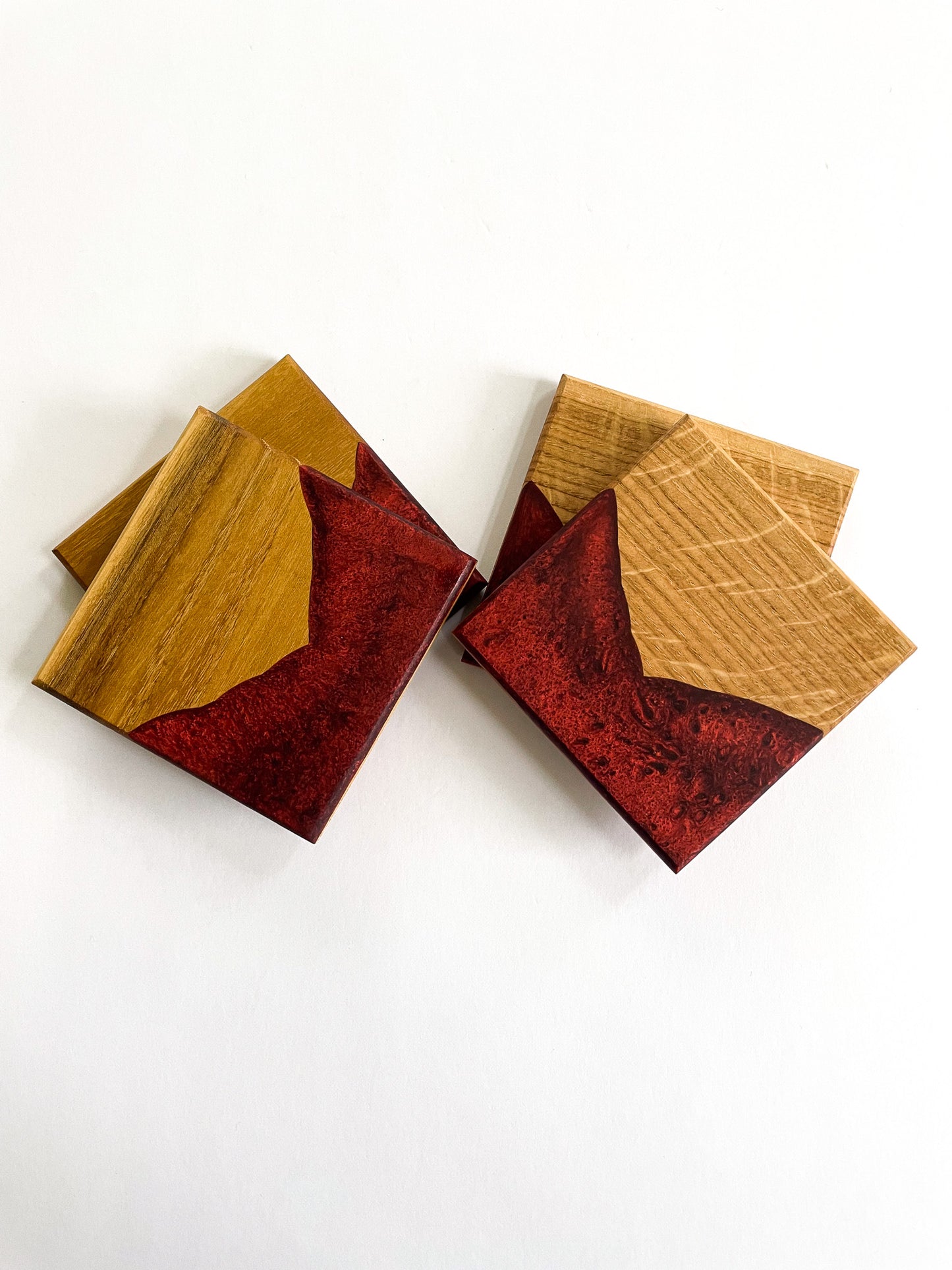 Oak Coasters with Burgundy Epoxy