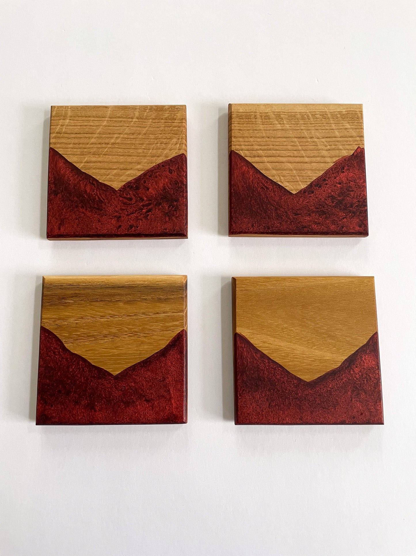 Oak Coasters with Burgundy Epoxy