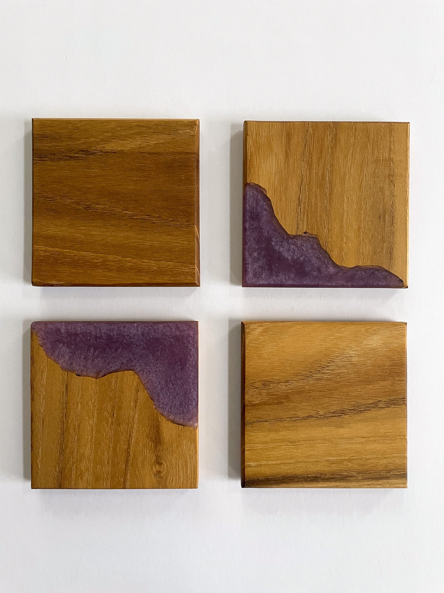 Oak Coasters with Purple Epoxy