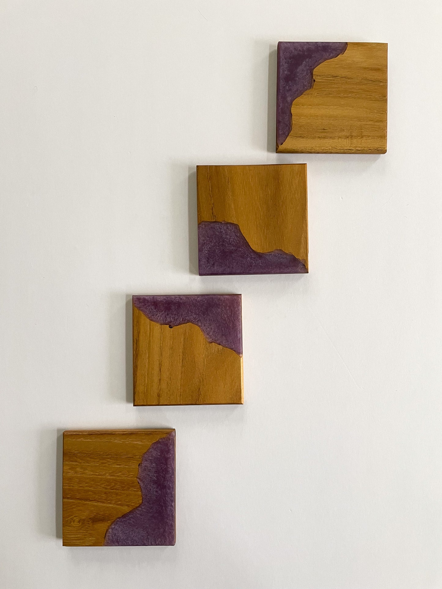 Oak Coasters with Purple Epoxy