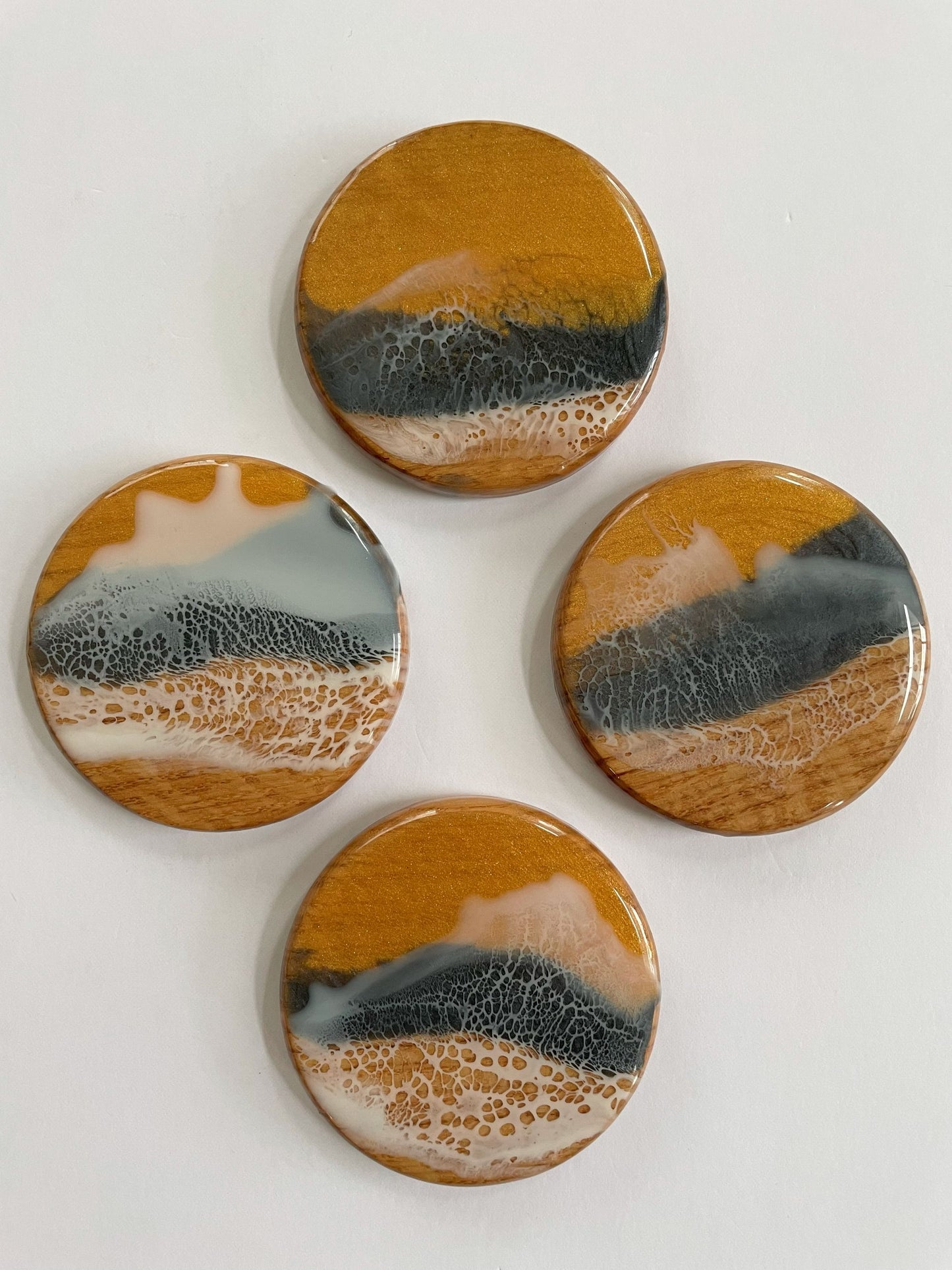 Black and Gold Ocean Coasters