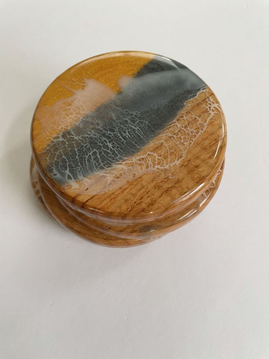 Black and Gold Ocean Coasters