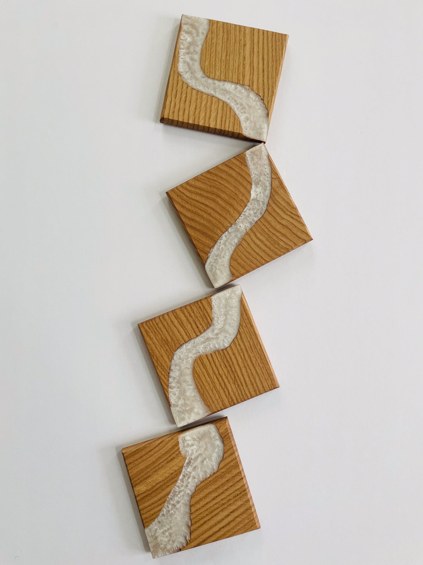 Oak White Epoxy Coasters