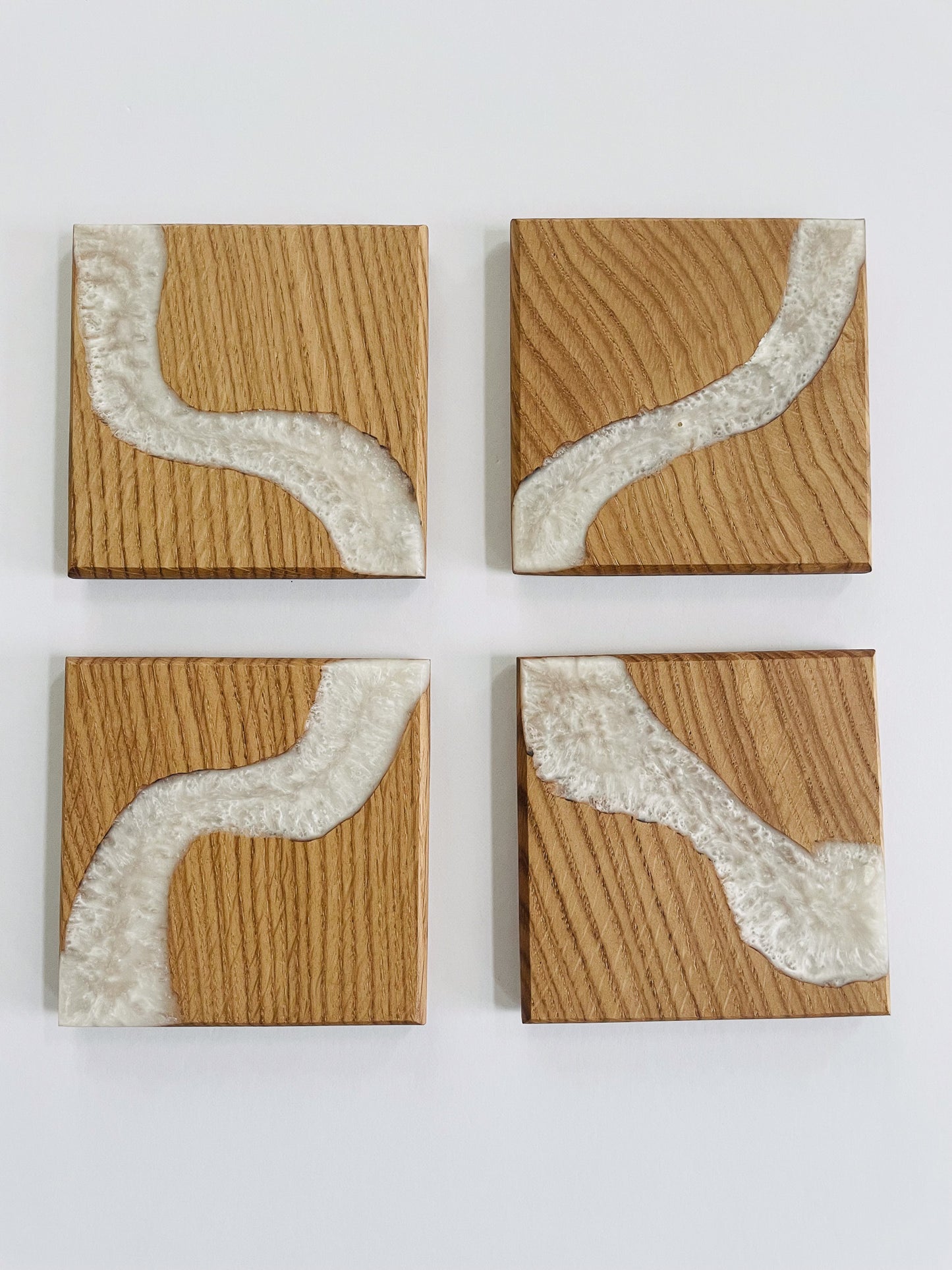 Oak White Epoxy Coasters