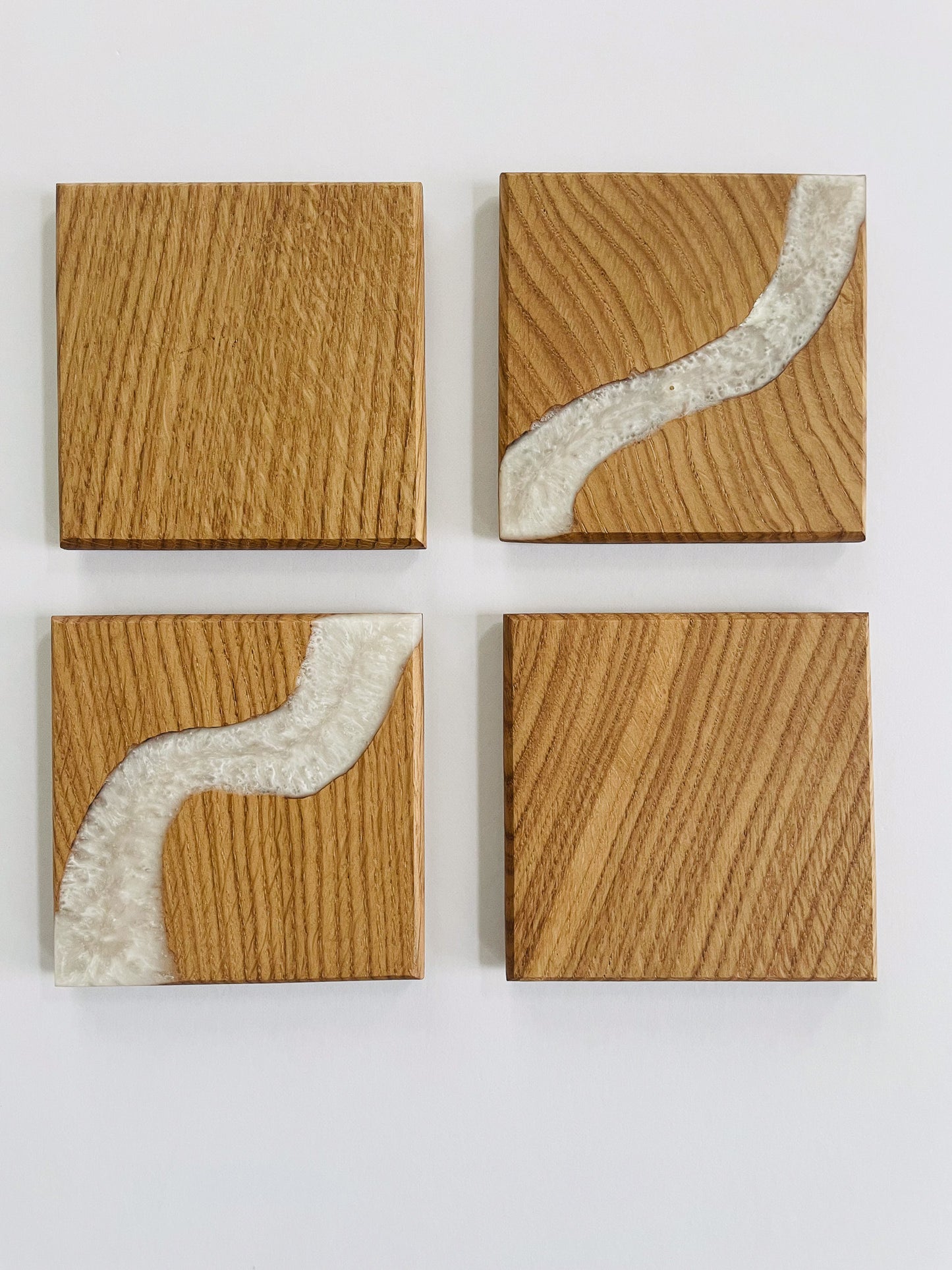 Oak White Epoxy Coasters