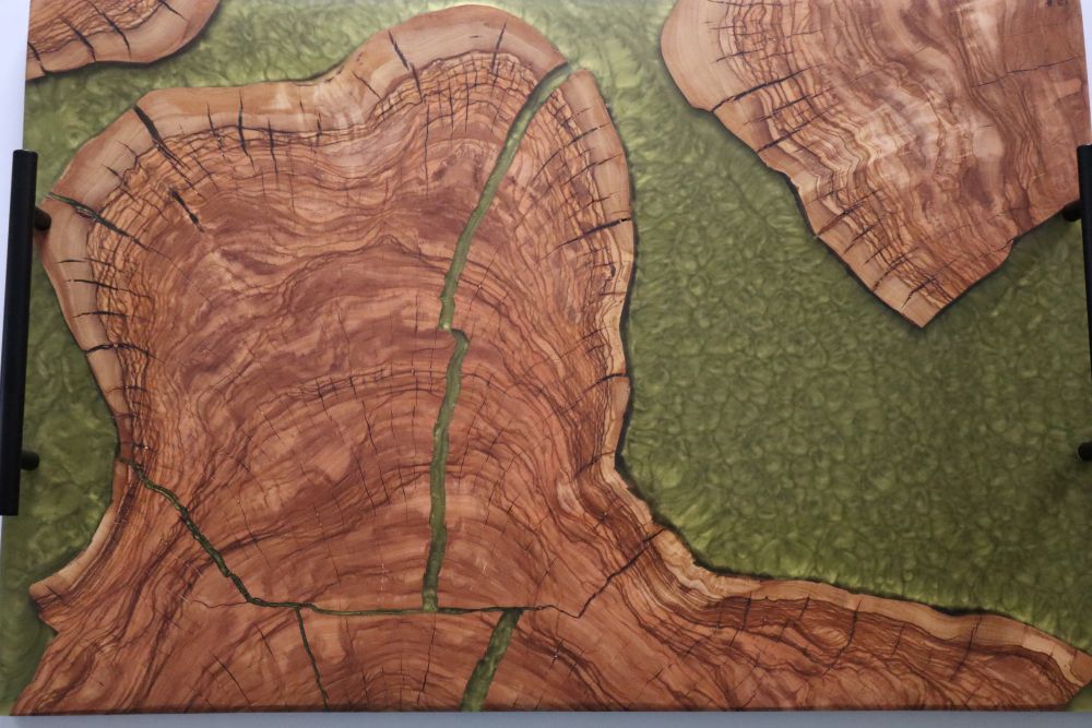 Olive Wood Lime Green Epoxy Serving Tray