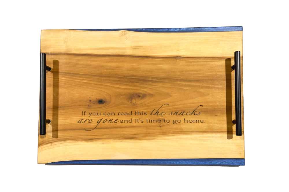 Poplar Wood Serving Tray with Colored Resin
