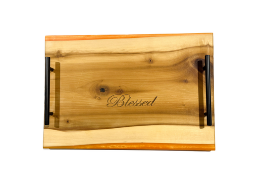 Poplar Wood Serving Tray with Colored Resin