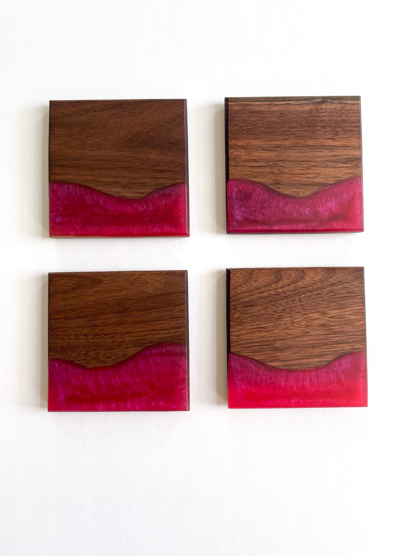 Walnut with Pink Epoxy Coasters