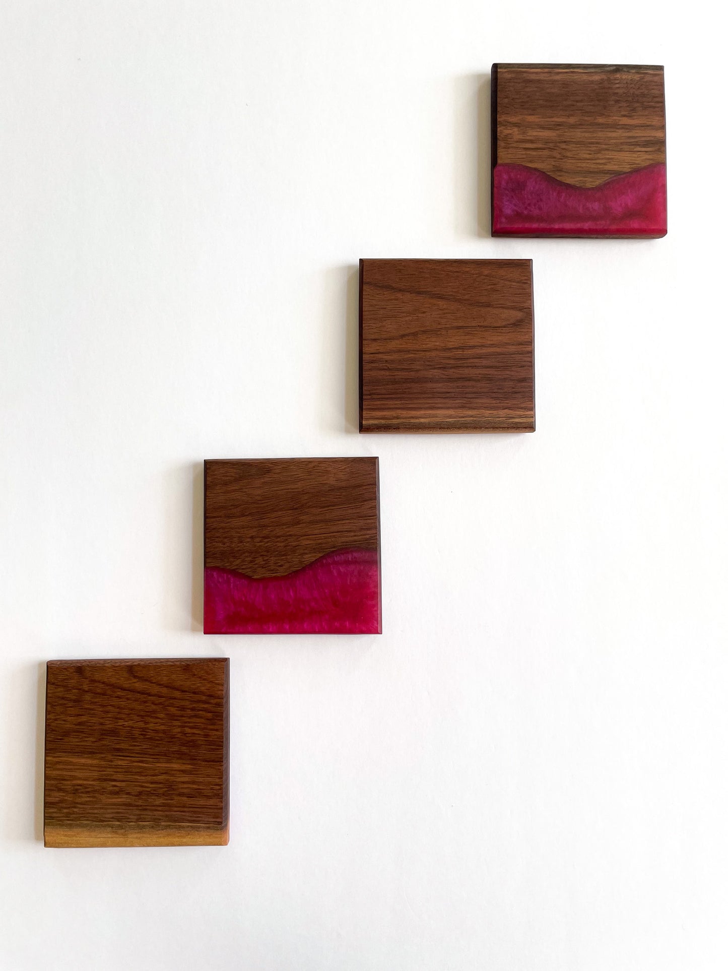Walnut with Pink Epoxy Coasters