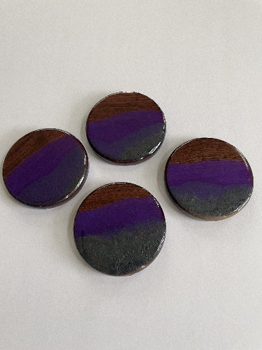 Purple Gray Coasters (Walnut)