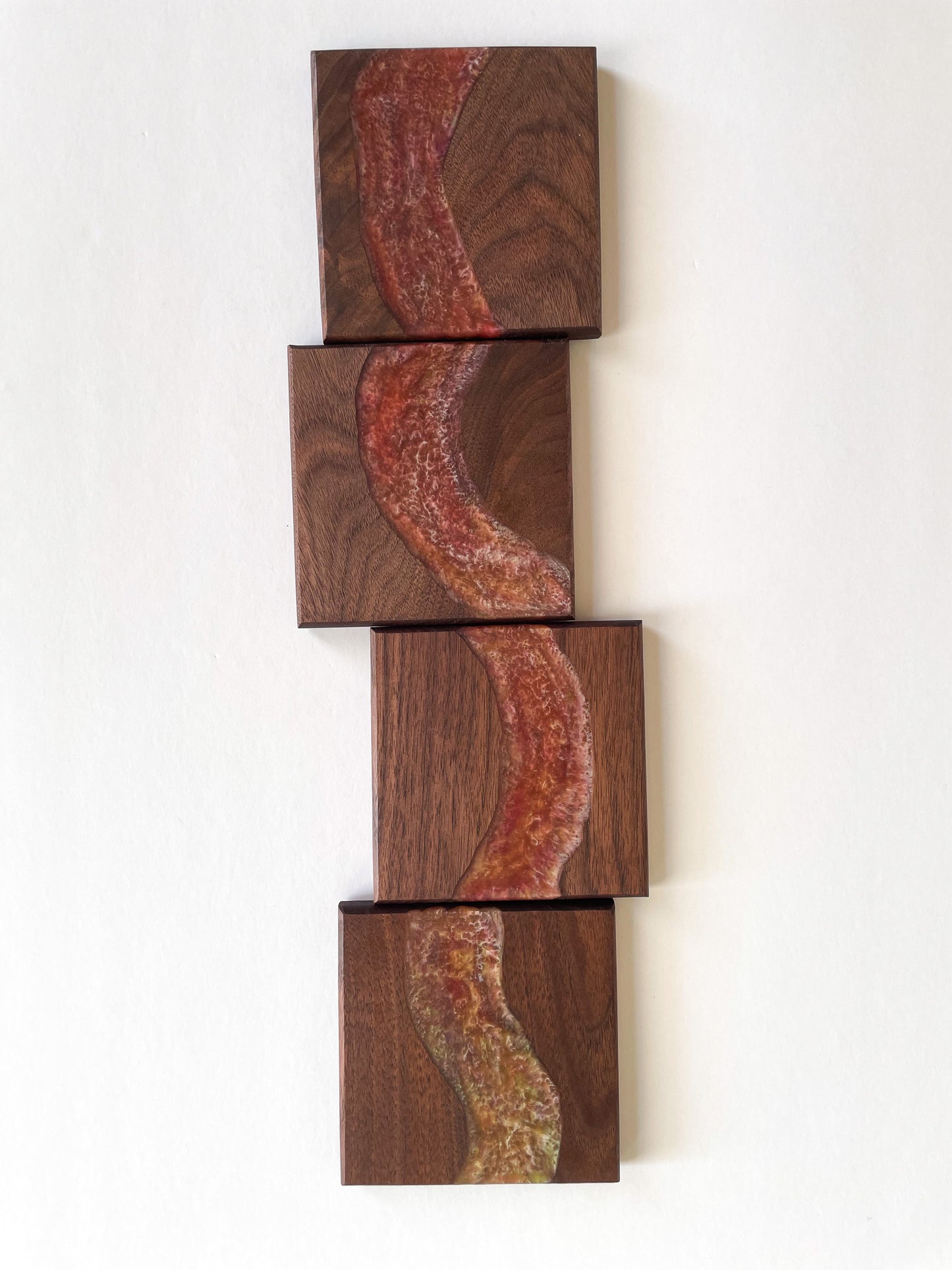 Walnut Multicolor with Stripe Coasters