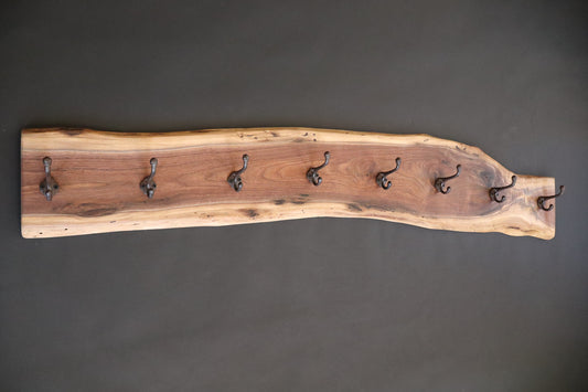 Black Walnut Coat Rack w/8 Hooks