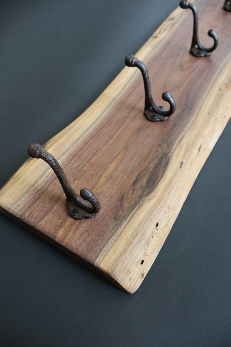 Black Walnut Coat Rack w/8 Hooks