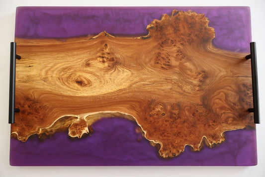 Elm Wood Purple Epoxy Serving Tray