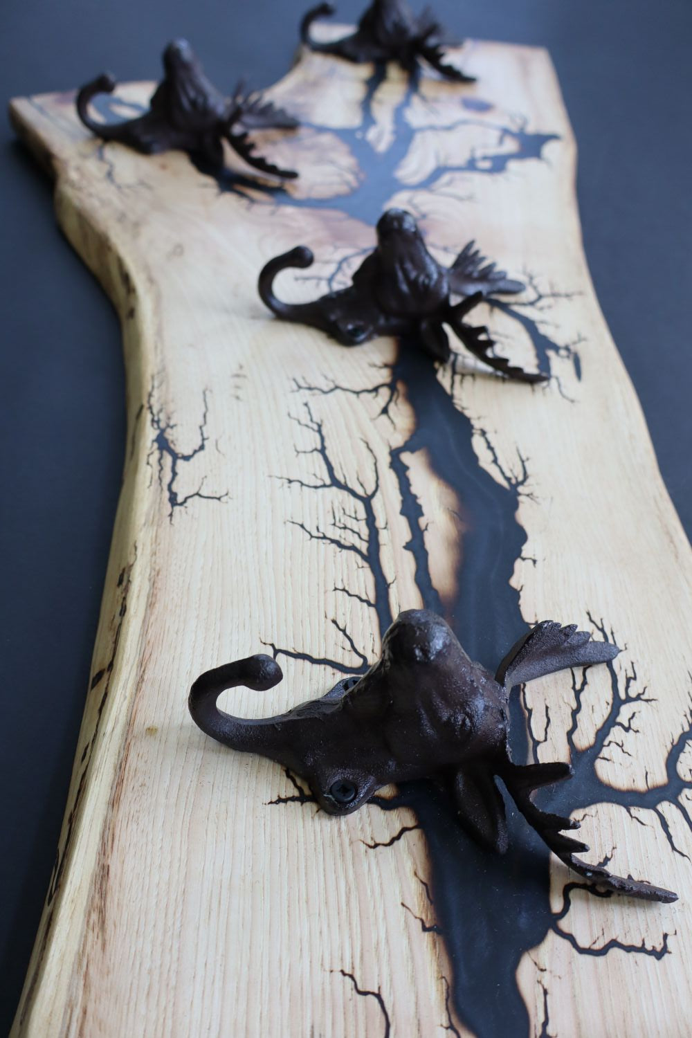 Hickory Coat Rack with Moose Hooks