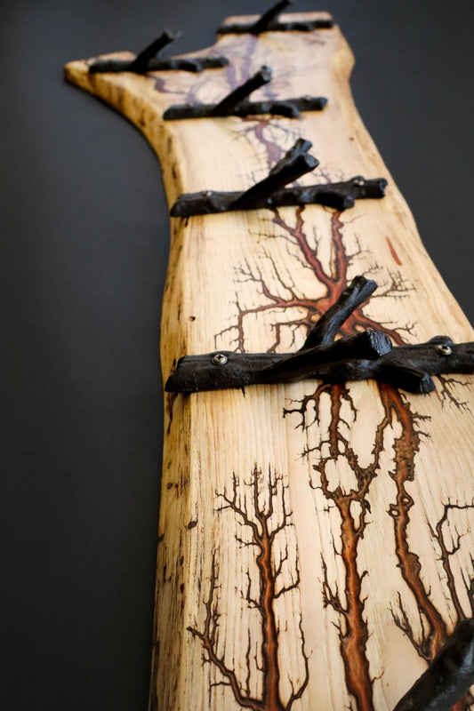 Hickory Wood with Tree Hooks Coat Rack