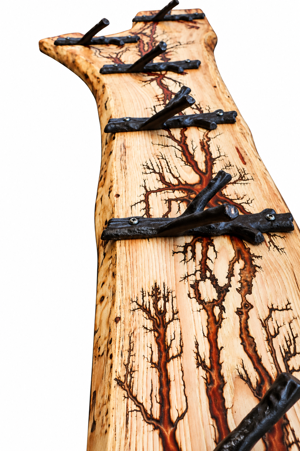 Hickory Wood with Tree Hooks Coat Rack