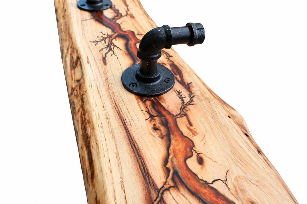 Rustic Hickory 4-Hook Coat Rack