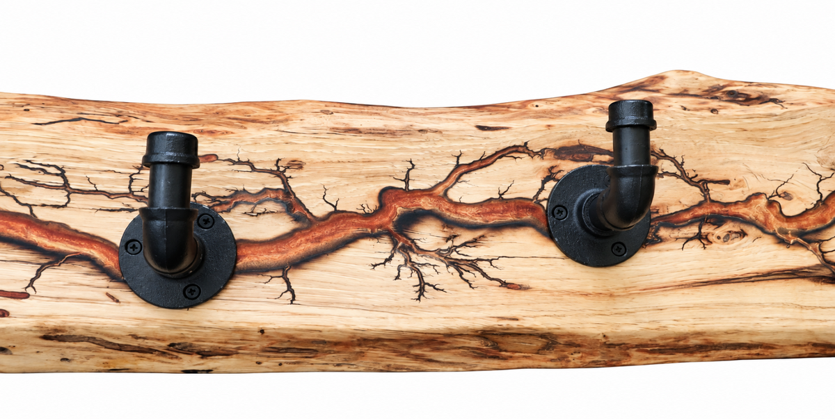 Rustic Hickory 4-Hook Coat Rack