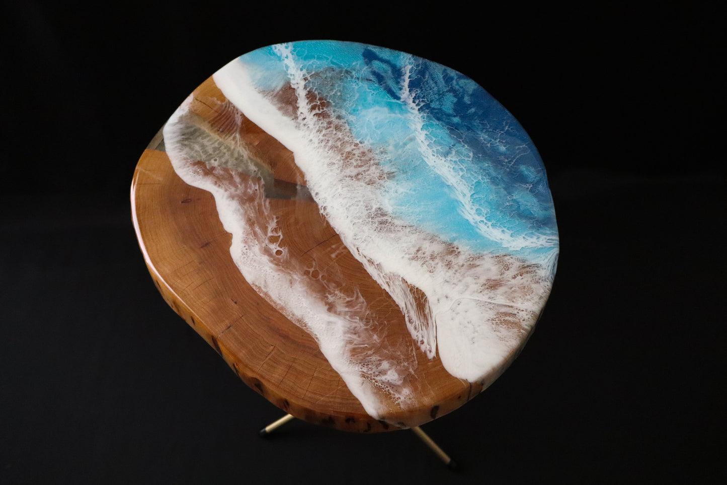 Ocean Waves Accent Table - Cherry Wood