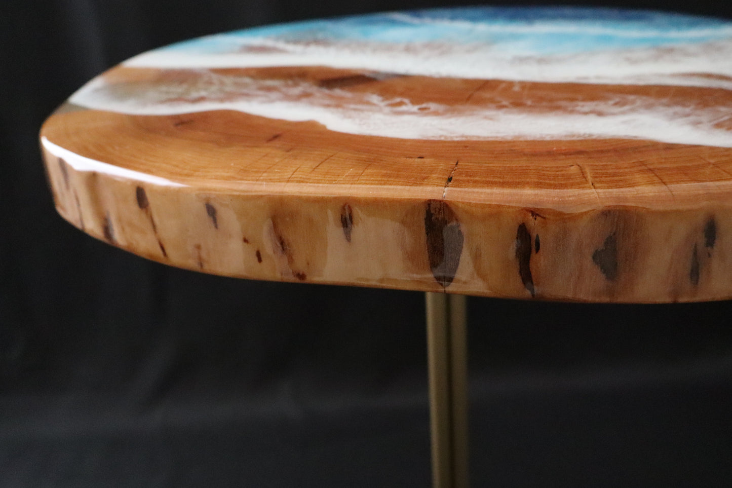 Ocean Waves Accent Table - Cherry Wood