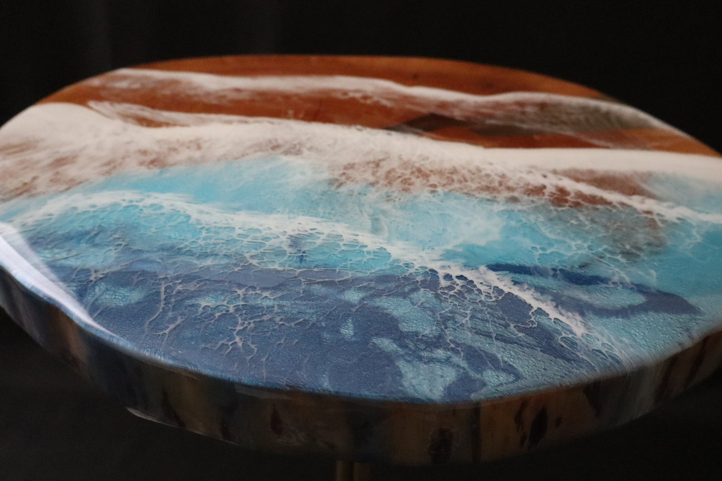 Ocean Waves Accent Table - Cherry Wood