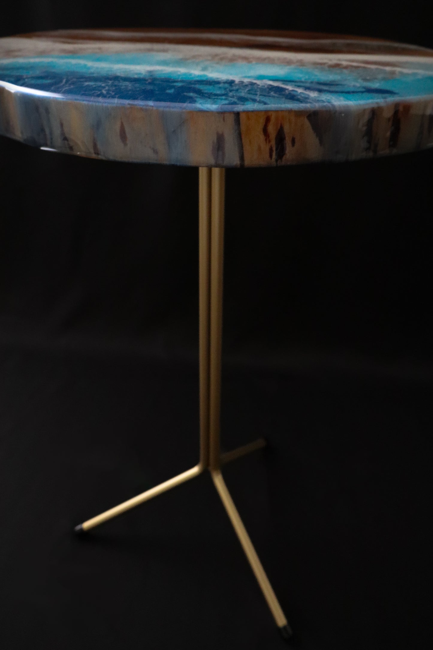 Ocean Waves Accent Table - Cherry Wood