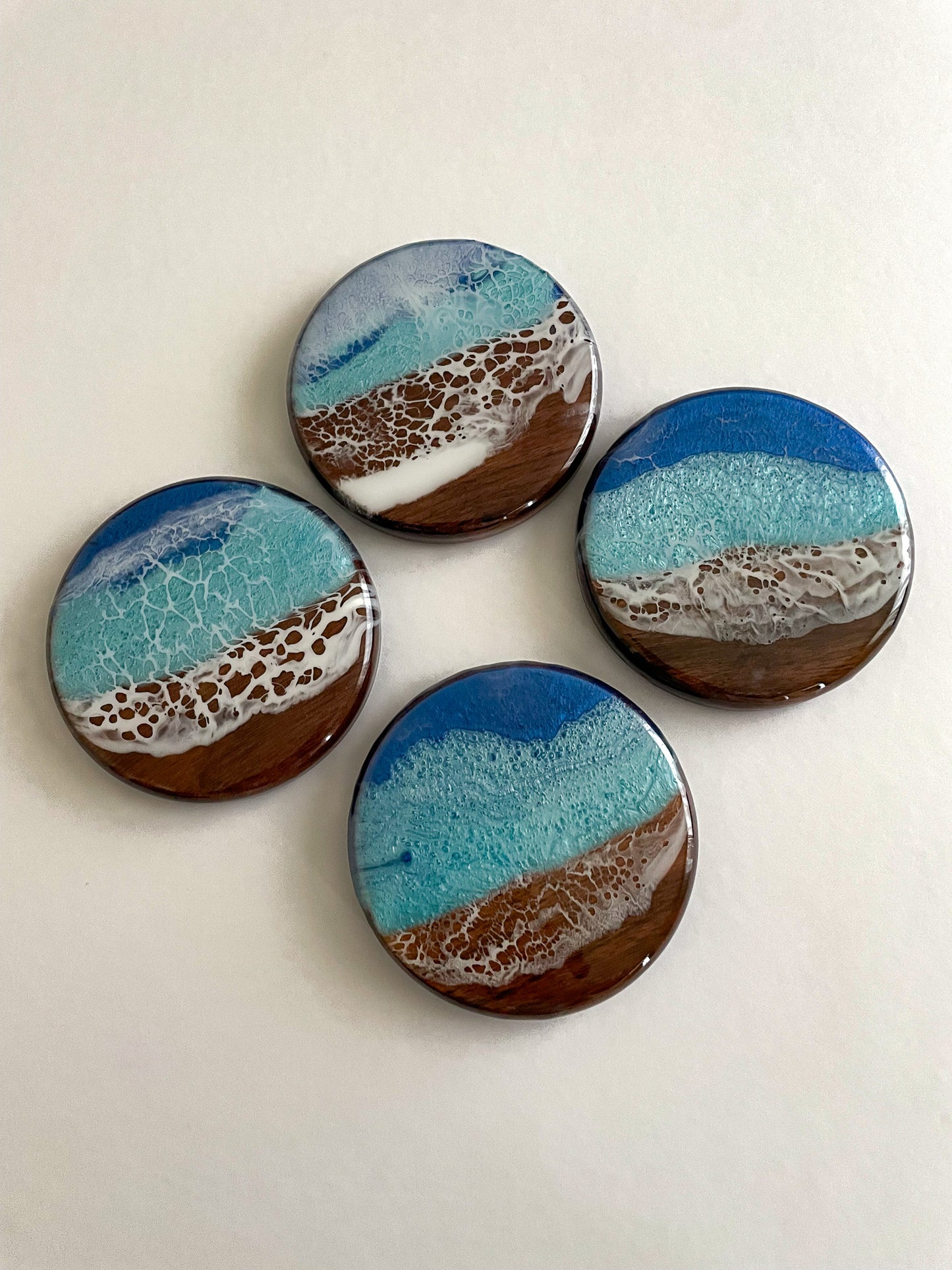 Ocean Blue Coasters (Walnut Wood)