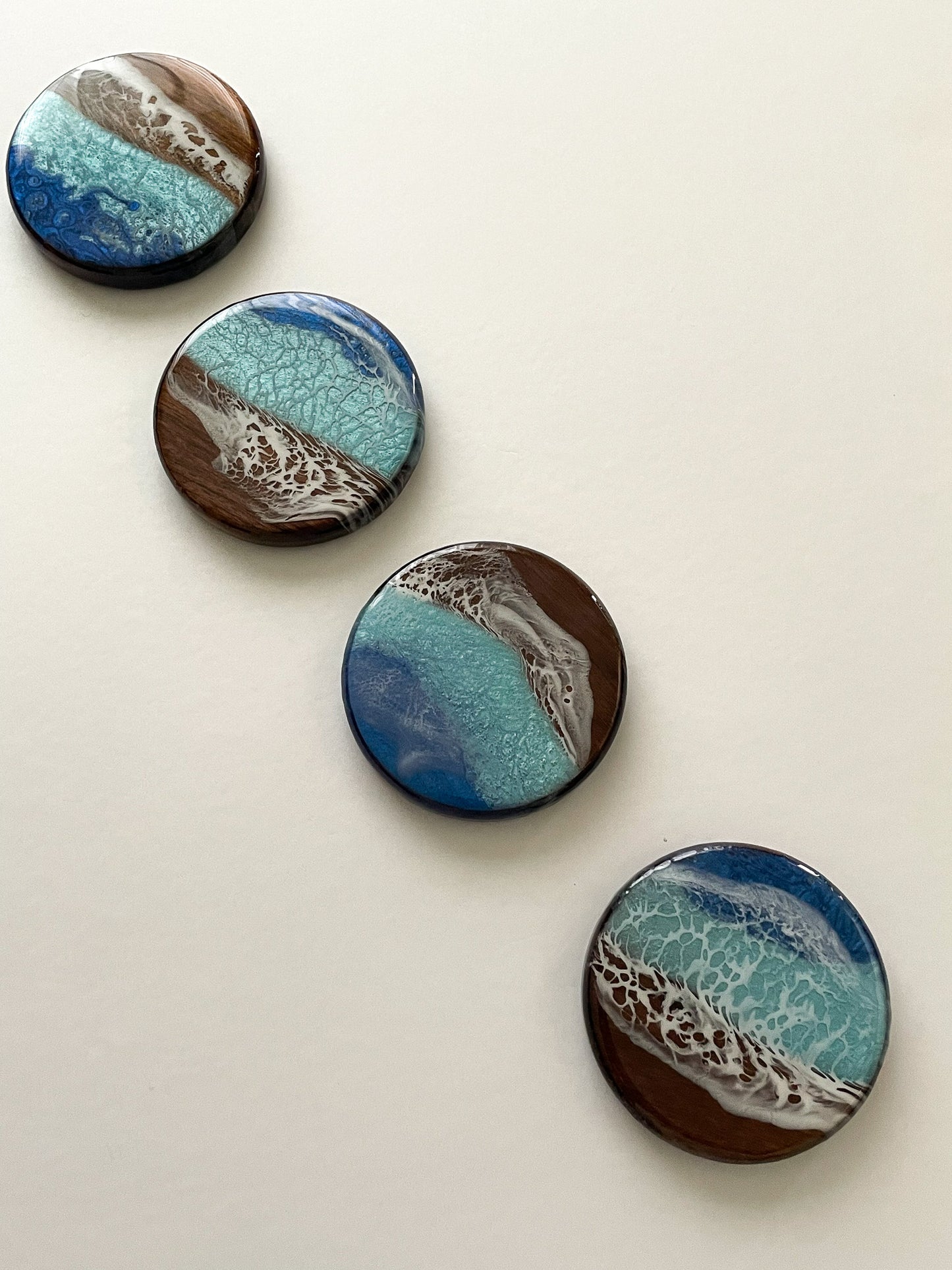 Ocean Blue Coasters (Walnut Wood)