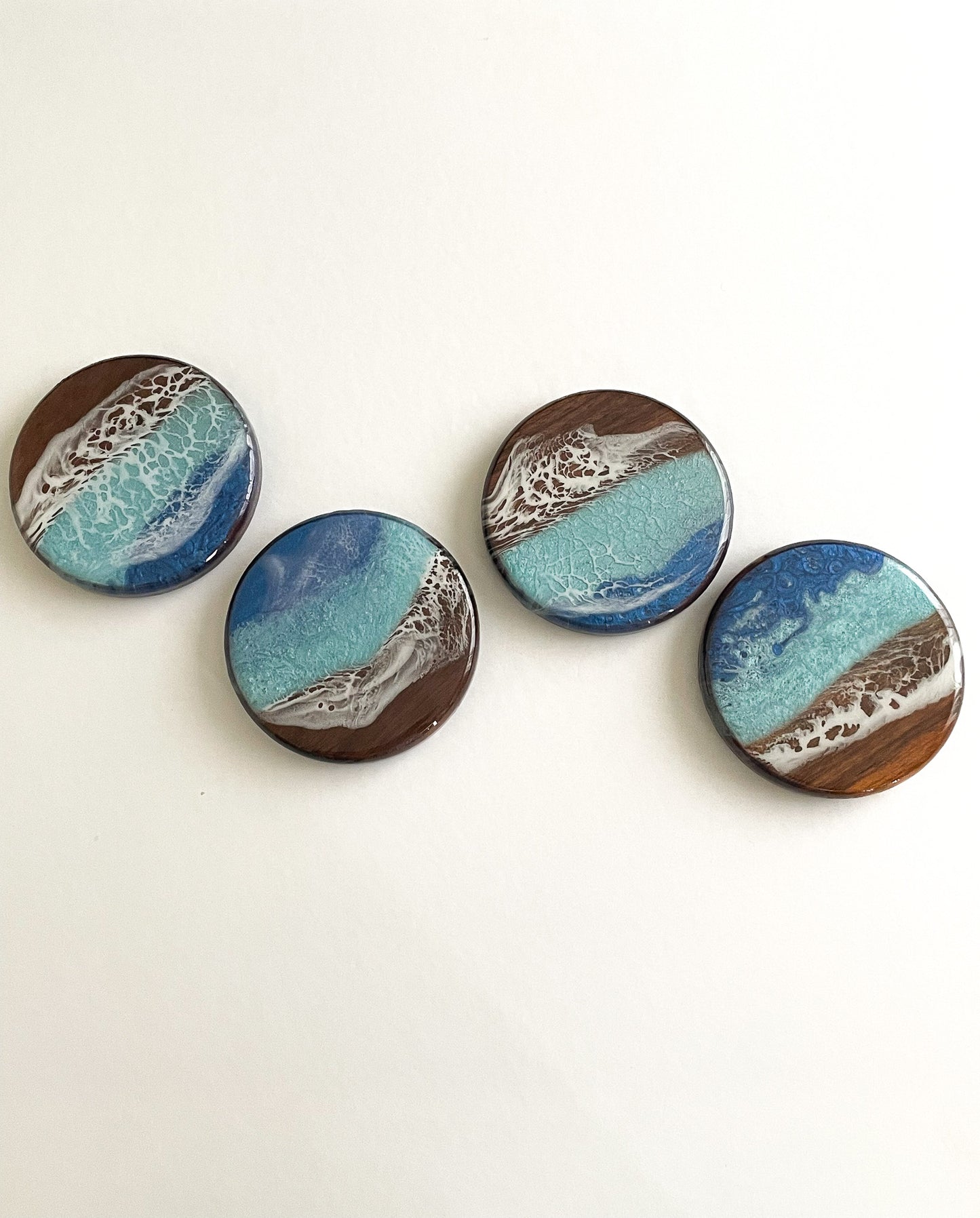 Ocean Blue Coasters (Walnut Wood)