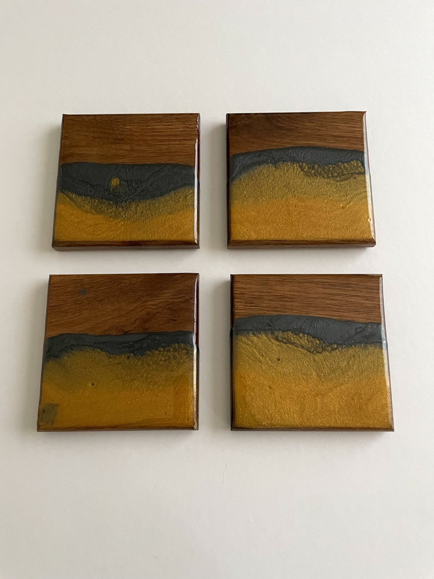 Walnut Black Gold Epoxy Coasters